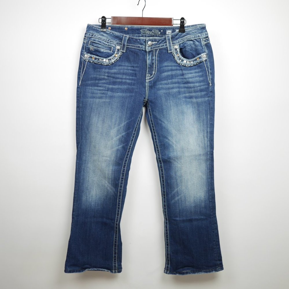 MISS ME Dark Wash Blue Jeans Boot Cut Denim Pants
